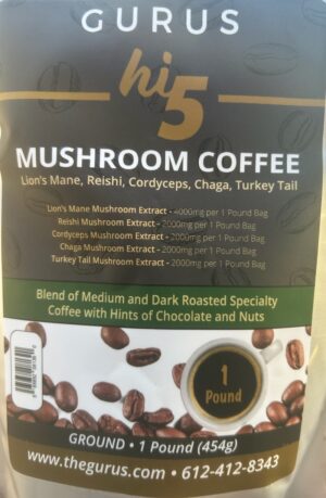 5 Mushroom 1 Pound Dark Ground Coffee