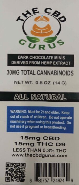Delta 9 15mg THC Chocolates Half Ounce Chocolates